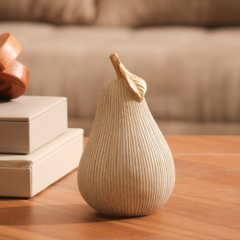 Ribbed Pear Sculpture - Grey & Rose Gold