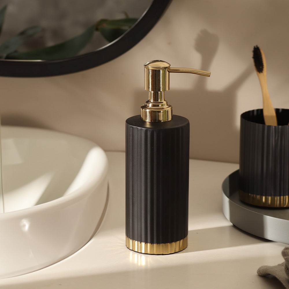 Ribbed Soap Dispenser - Black Gold