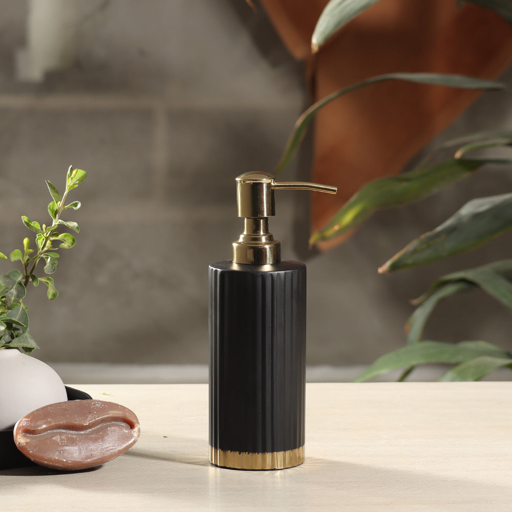 Ribbed Soap Dispenser - Black Gold