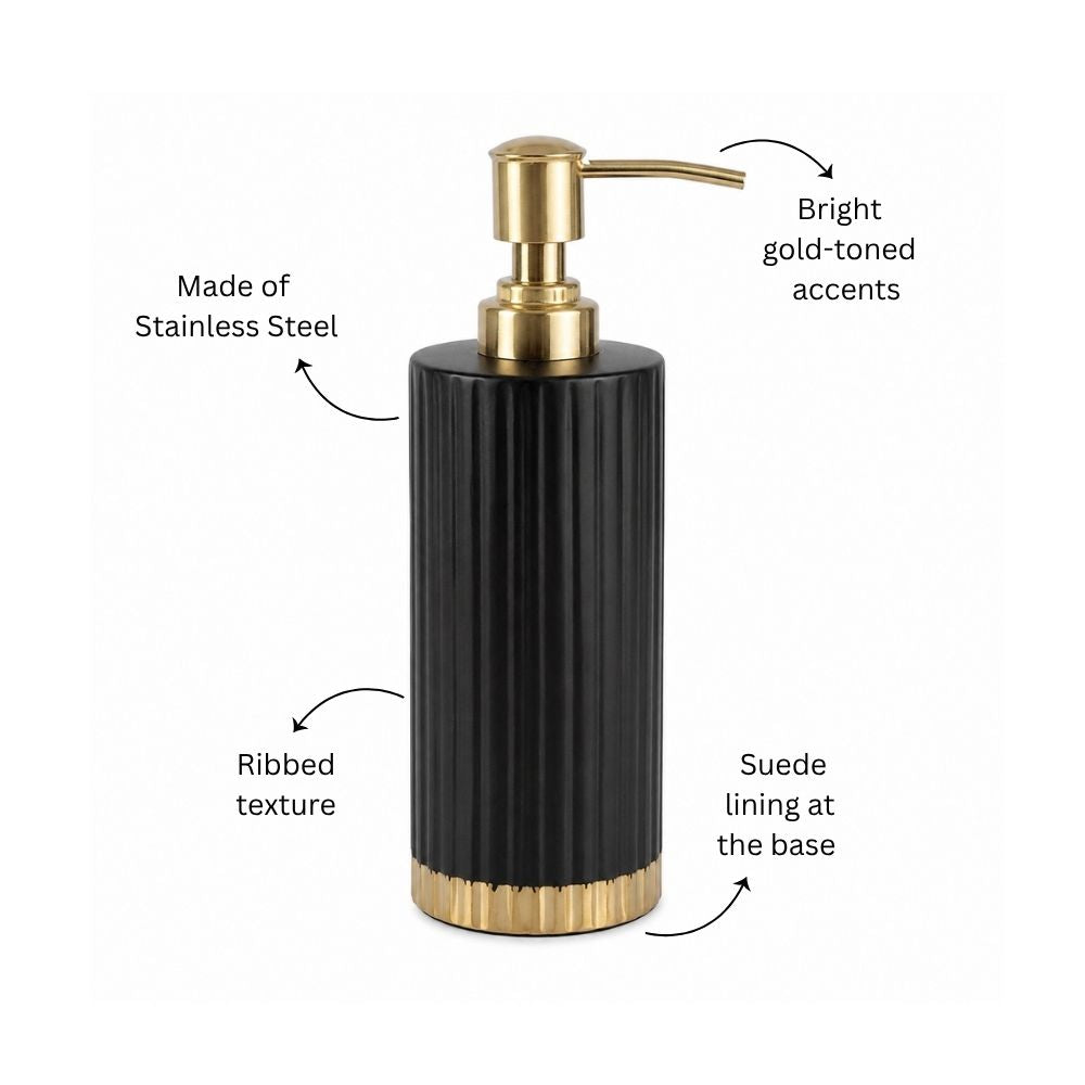 Ribbed Soap Dispenser - Black Gold