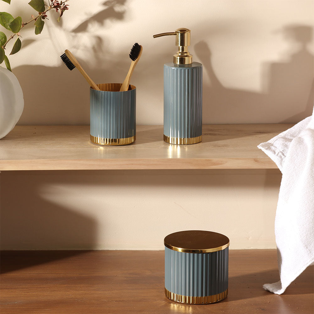 Ribbed Toothbrush Tumbler  - Grey Gold