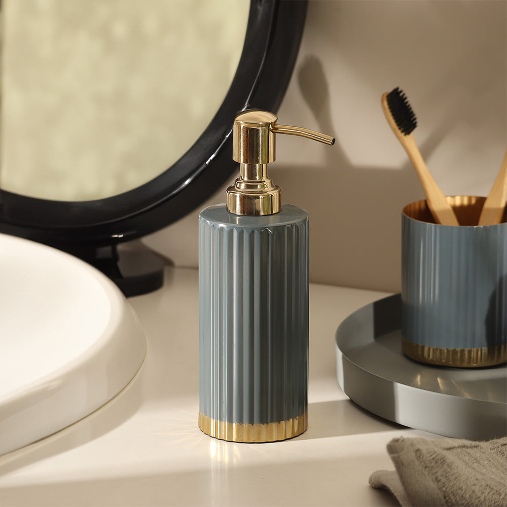 Ribbed Soap Dispenser - Grey Gold