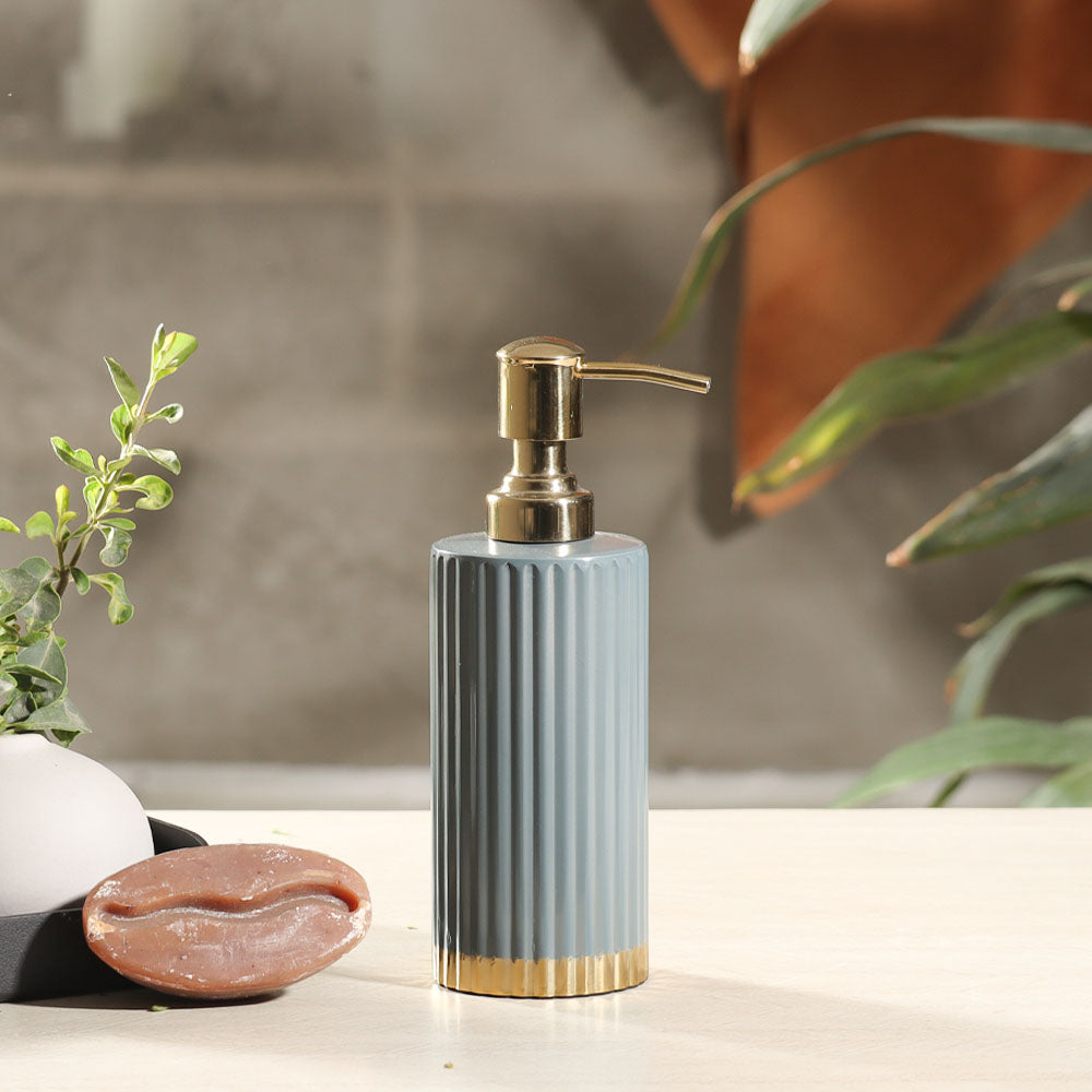 Ribbed Soap Dispenser - Grey Gold