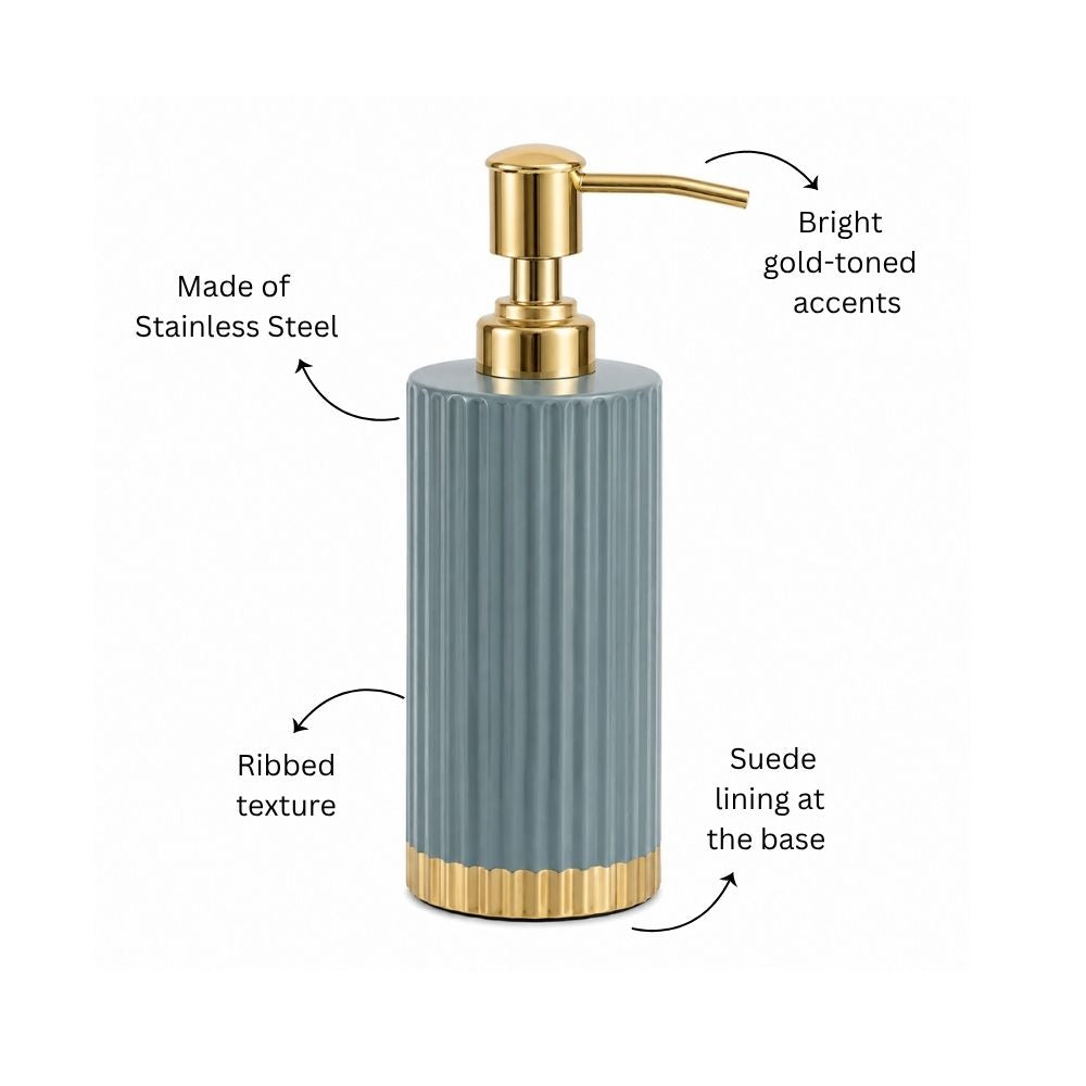 Ribbed Soap Dispenser - Grey Gold