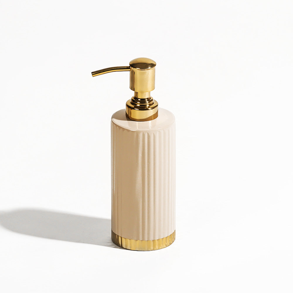 Ribbed Soap Dispenser - Taupe Gold