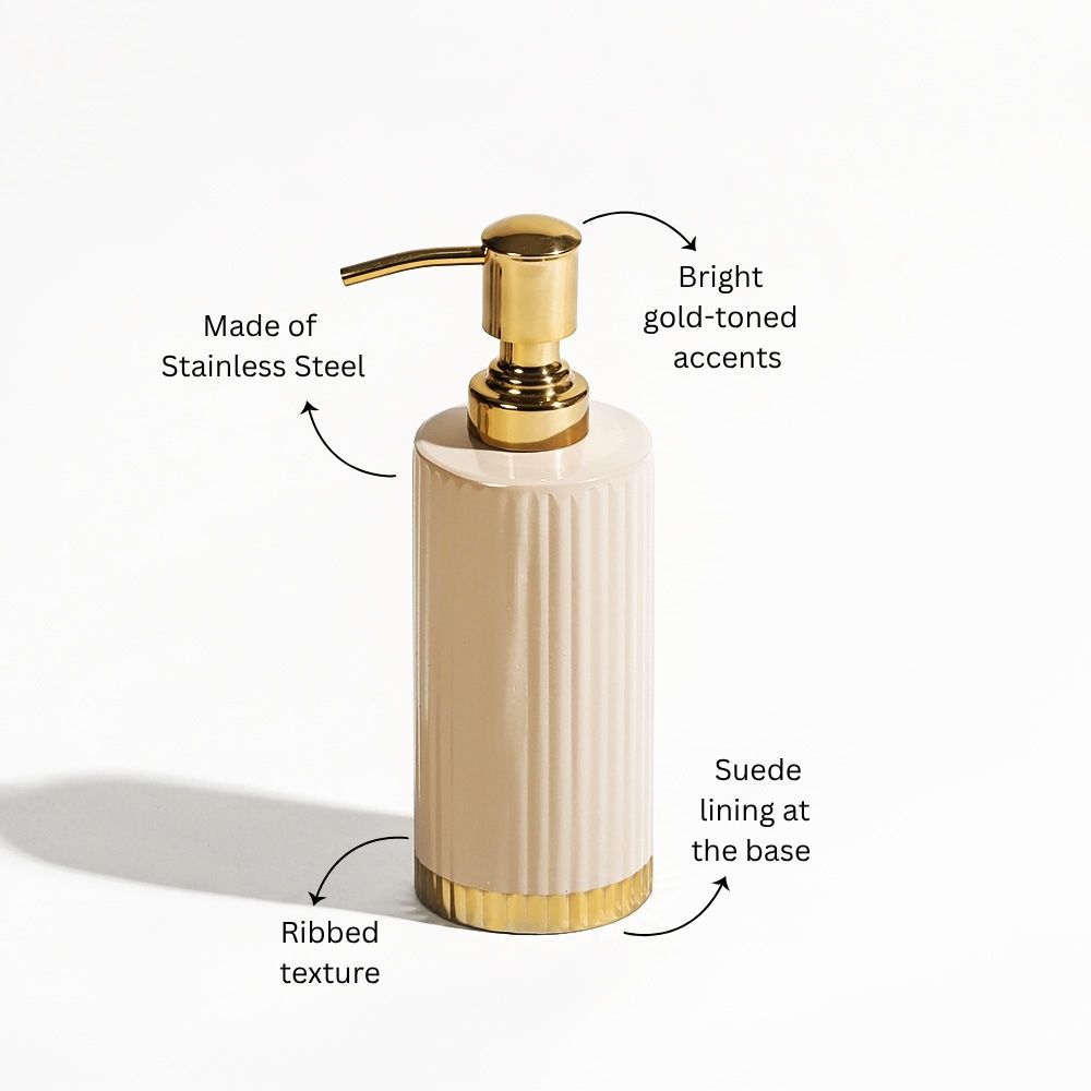 Ribbed Soap Dispenser - Taupe Gold