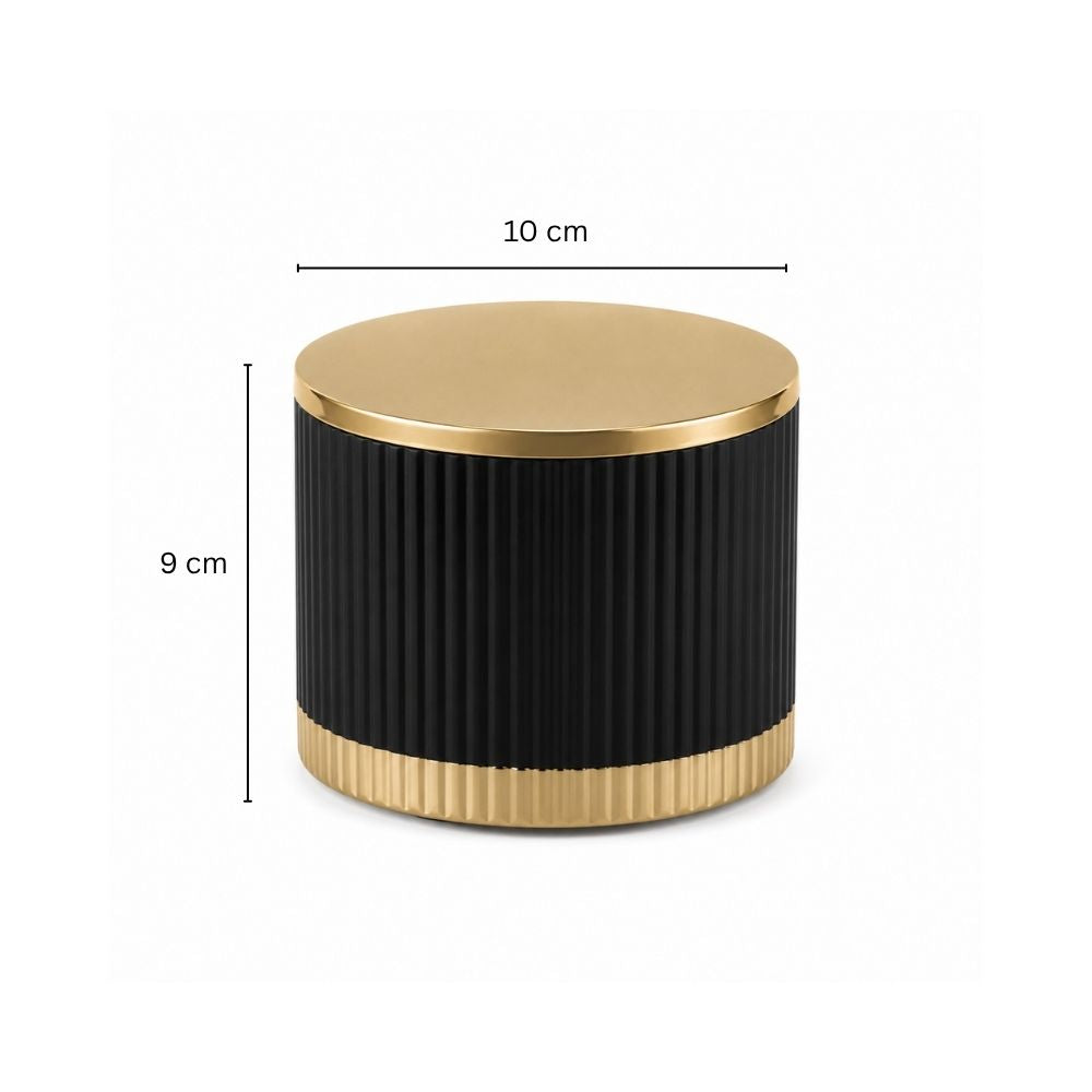Ribbed Storage Jar with Lid - Black Gold