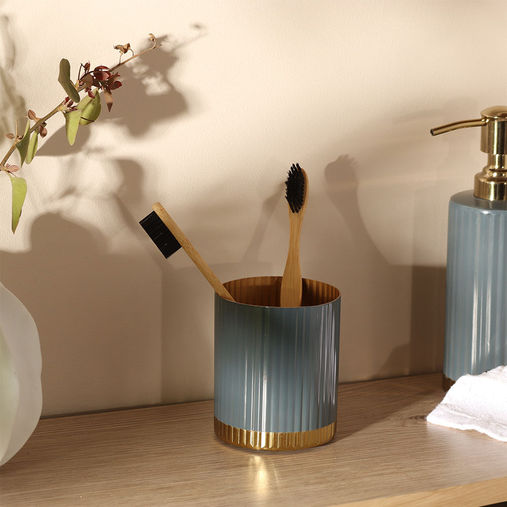 Ribbed Toothbrush Tumbler  - Grey Gold