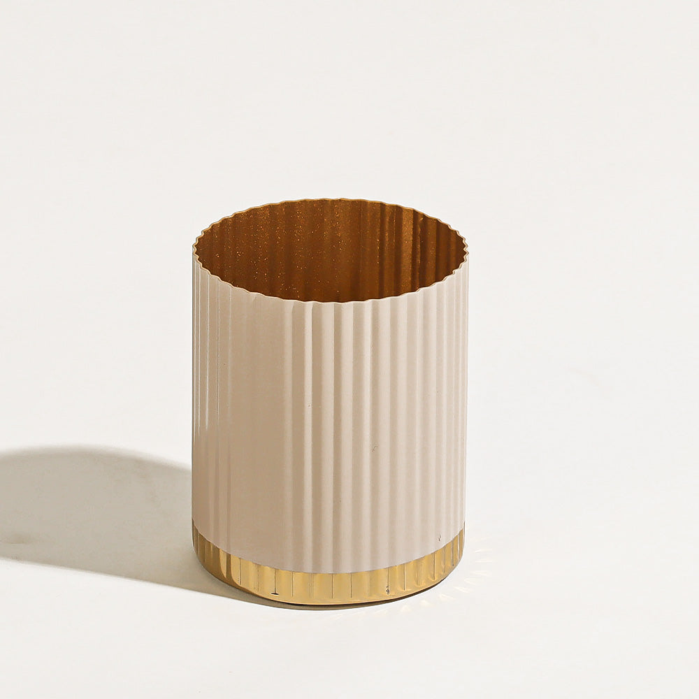 Ribbed Toothbrush Tumbler - Taupe Gold