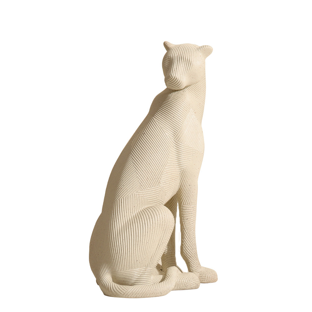 Ribbed Alert Cheetah Sculpture Large - Speckled Grey