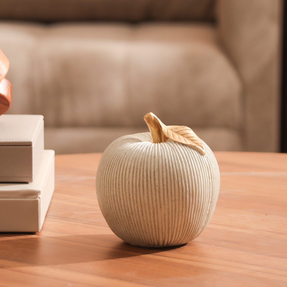 Ribbed Apple Sculpture - Grey & Rose Gold