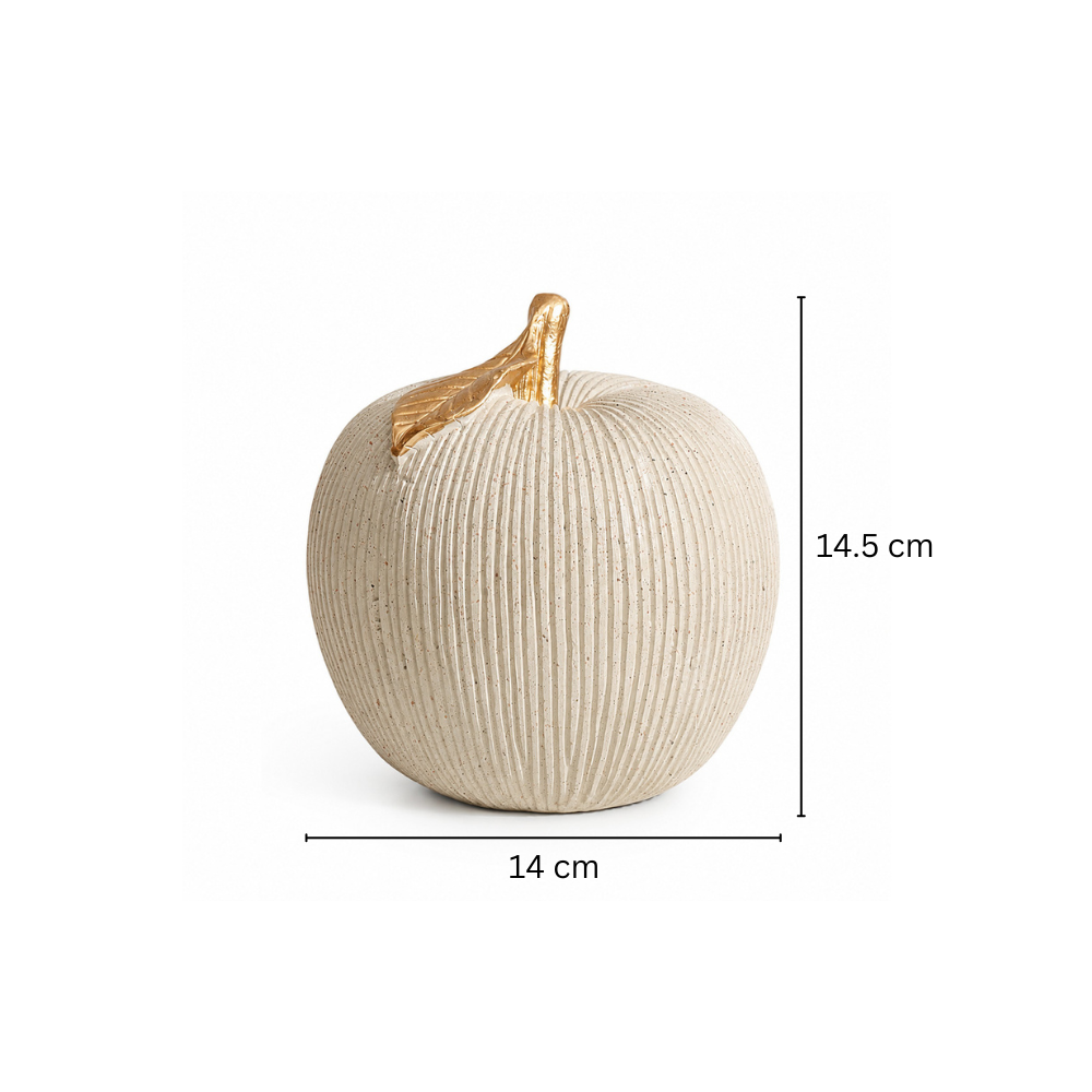 Ribbed Apple Sculpture - Grey & Rose Gold