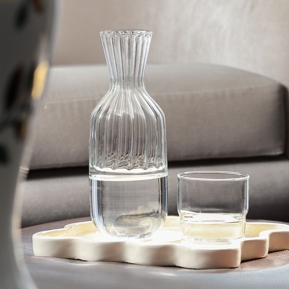 Ribbed Glass Carafe - Clear