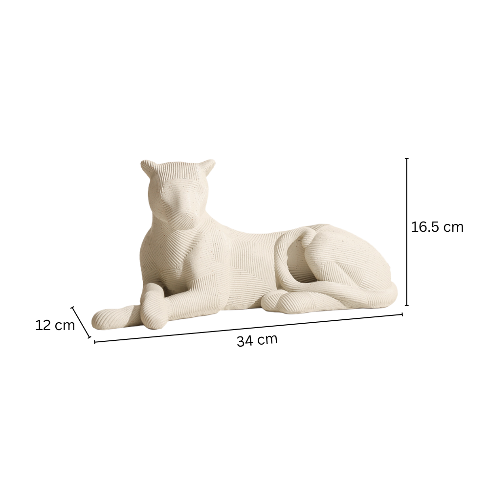 Ribbed Resting Cheetah Sculpture Large - Speckled Grey