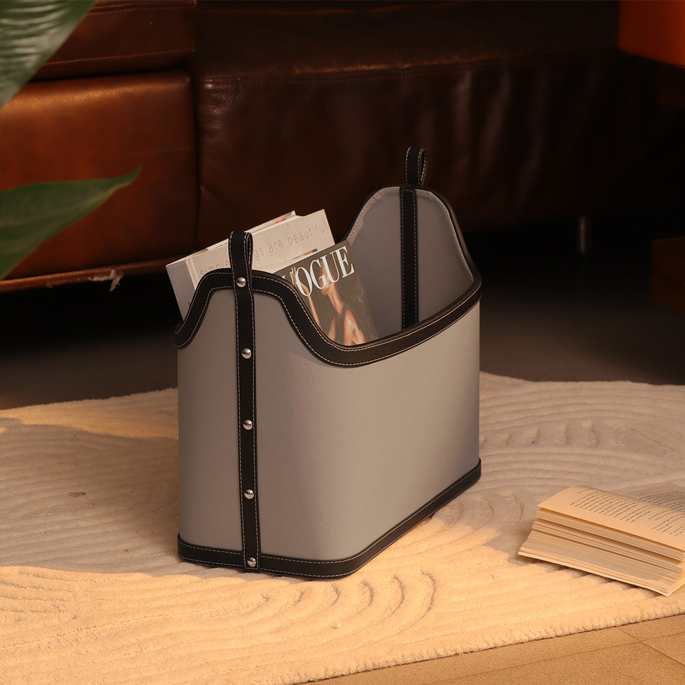 Rivet Magazine Basket - Grey Black