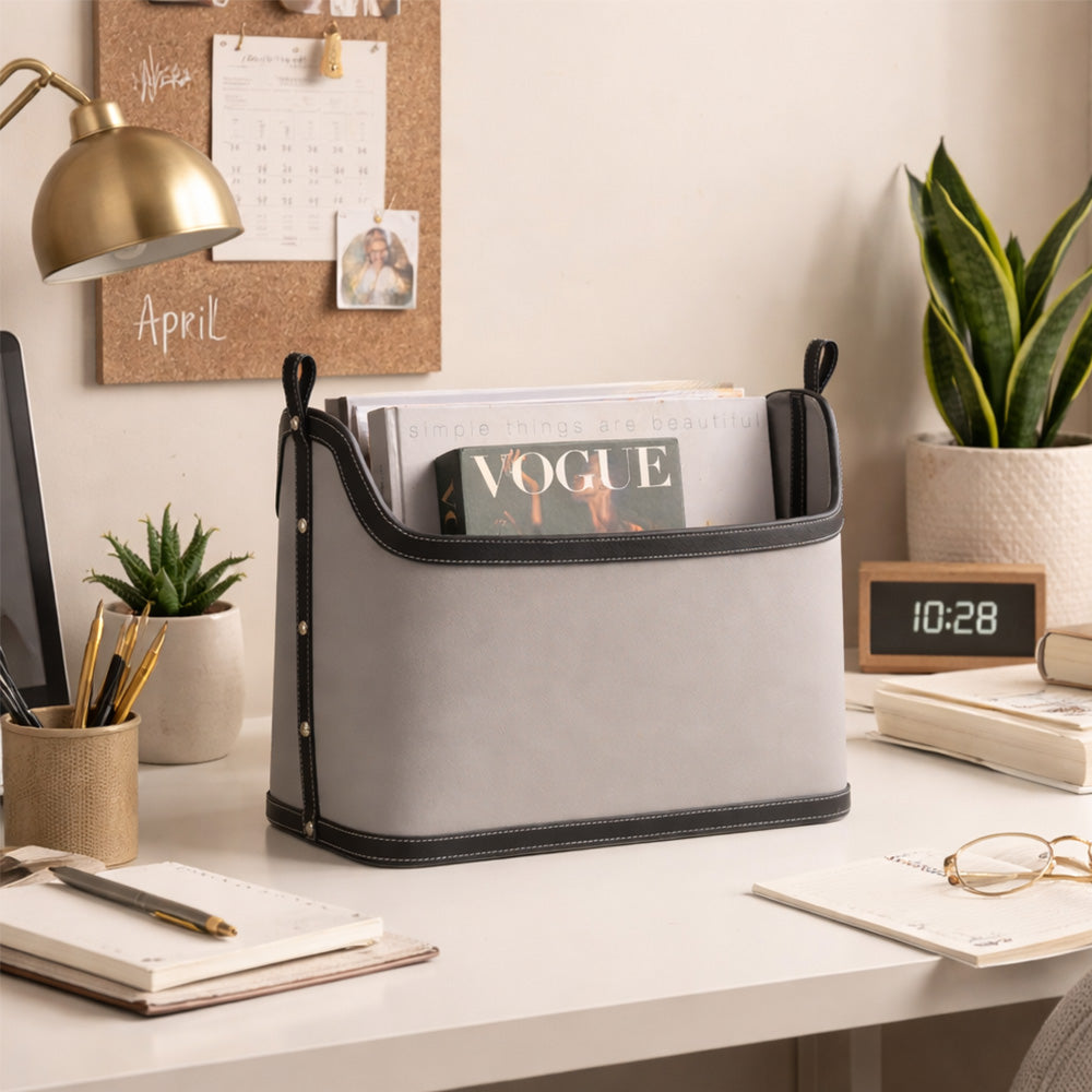 ESQ Living Rivet Magazine Basket - Grey Black