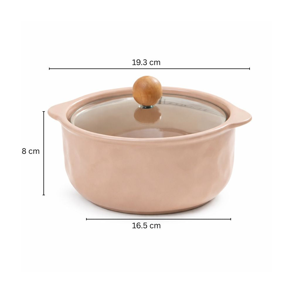 Roja Ceramic Serving Pot with Glass Lid - Pink