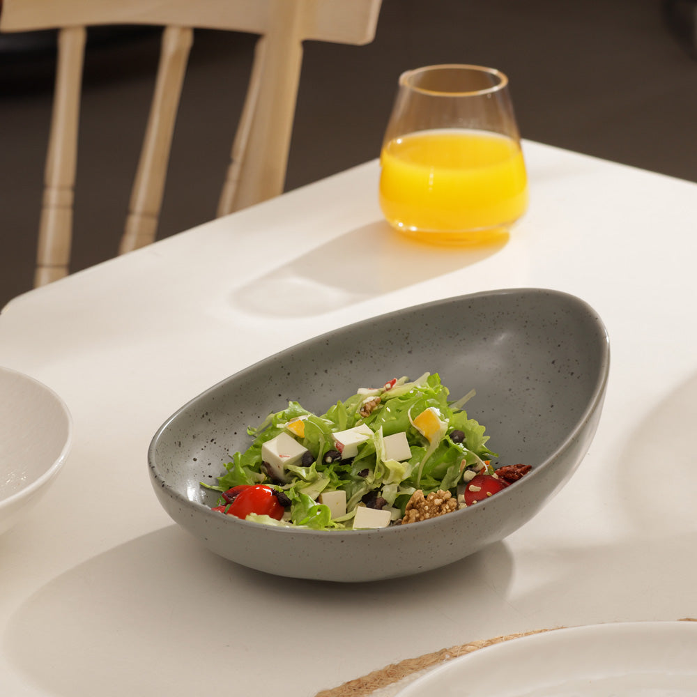 Roya Shallow Medium Bowl - Speckled Grey