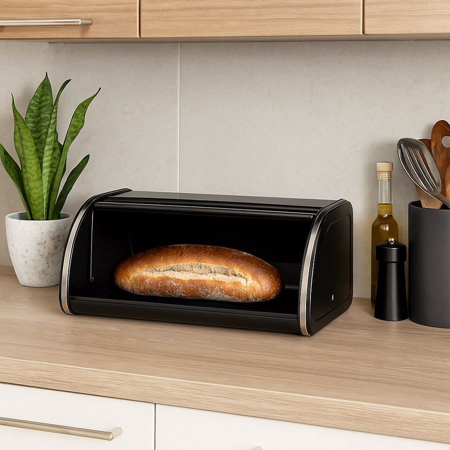 Roll Top Bread Bin Large - Matte Black