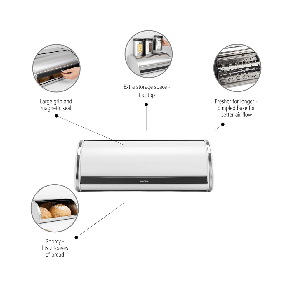 Roll Top Bread Bin Large - White