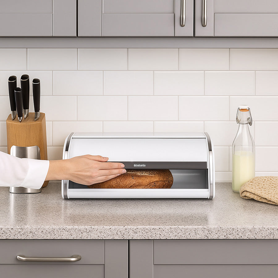 Roll Top Bread Bin Large - White