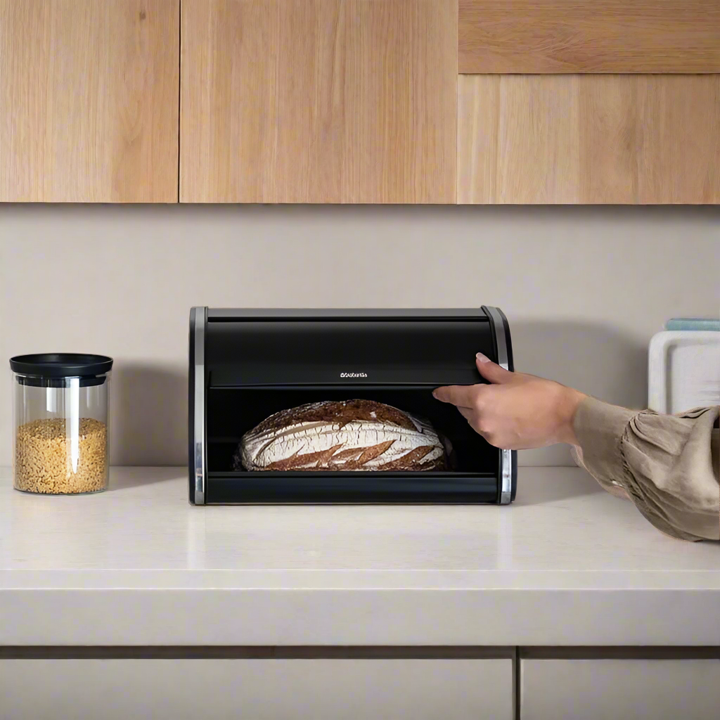 Roll Top Bread Bin Medium - Matte Black