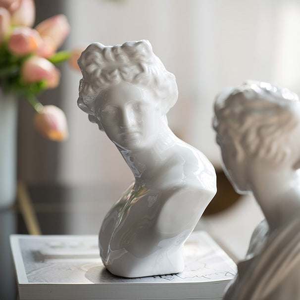 Roman Bust Sculpture Medium - White