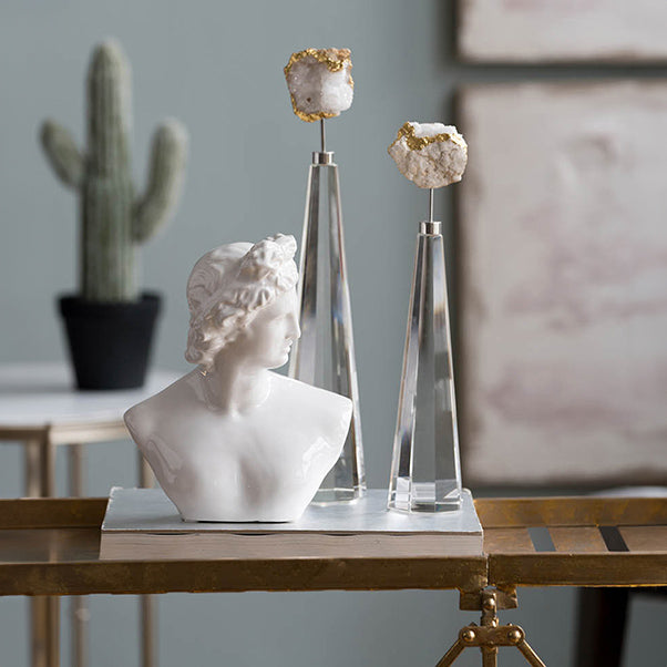 Roman Bust Sculpture Medium - White