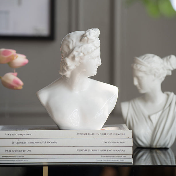 Roman Bust Sculpture Medium - White