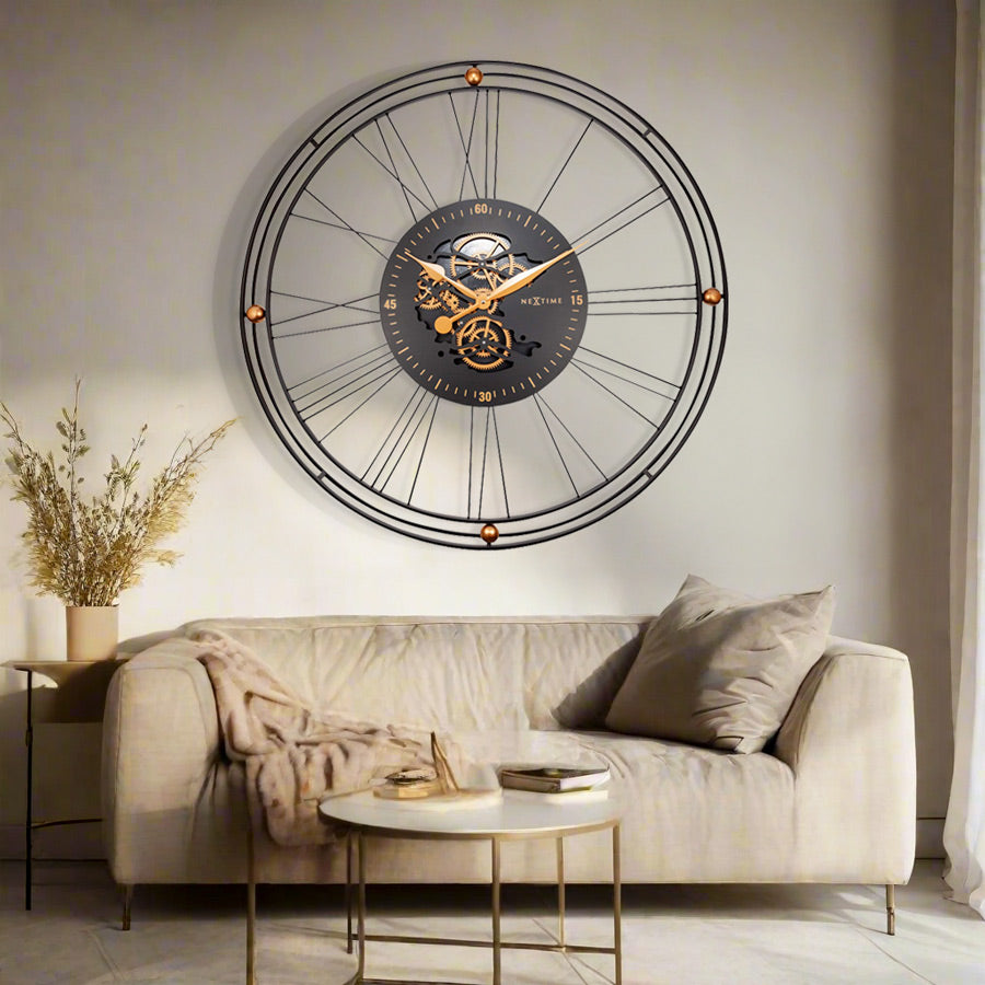 Roman Gear Wall Clock 90cm - Copper