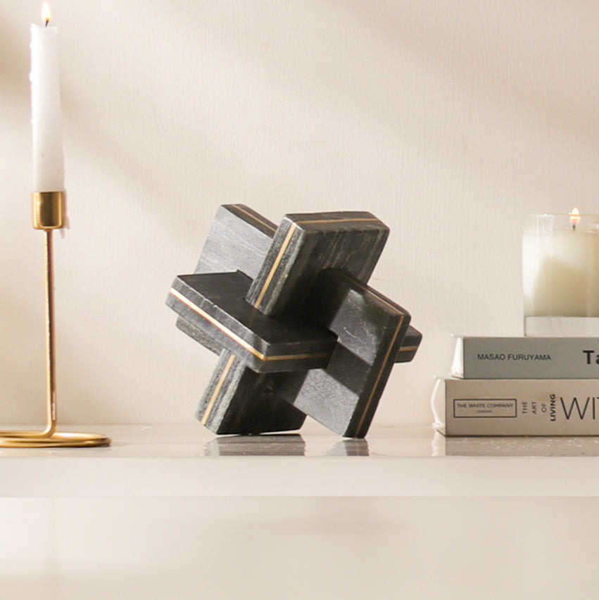 Rosen Knot Marble Sculpture - Black Gold