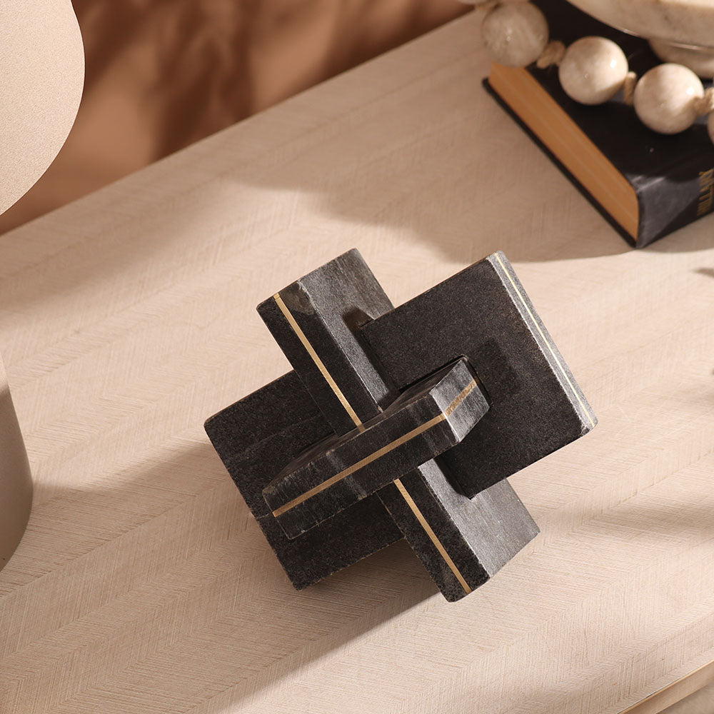 Rosen Knot Marble Sculpture - Black Gold