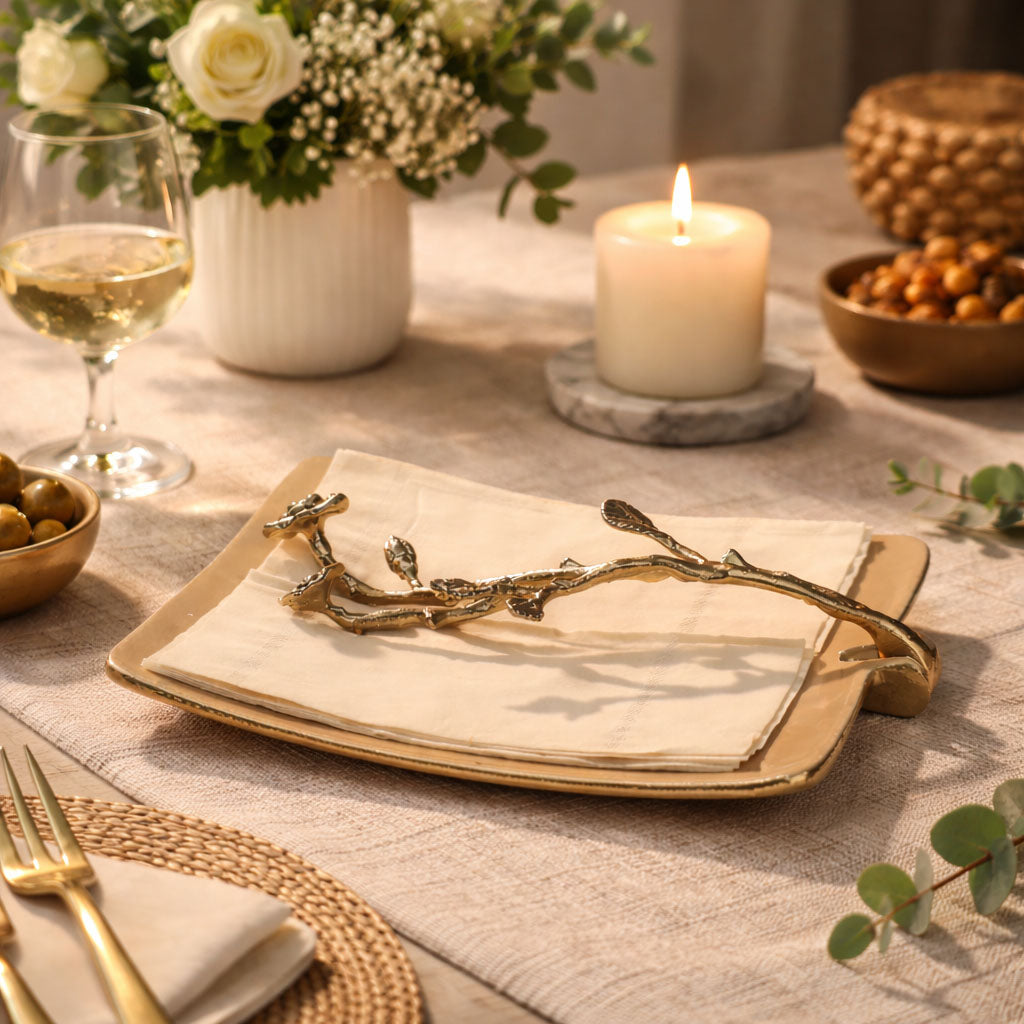 Rosette Weighted Napkin Holder - Metallic White