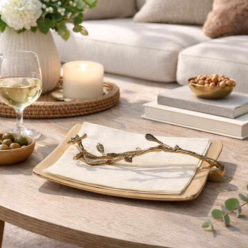 Rosette Weighted Napkin Holder - Metallic White