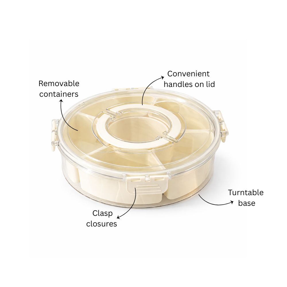Round Spice Storage Box with Lid - Cream
