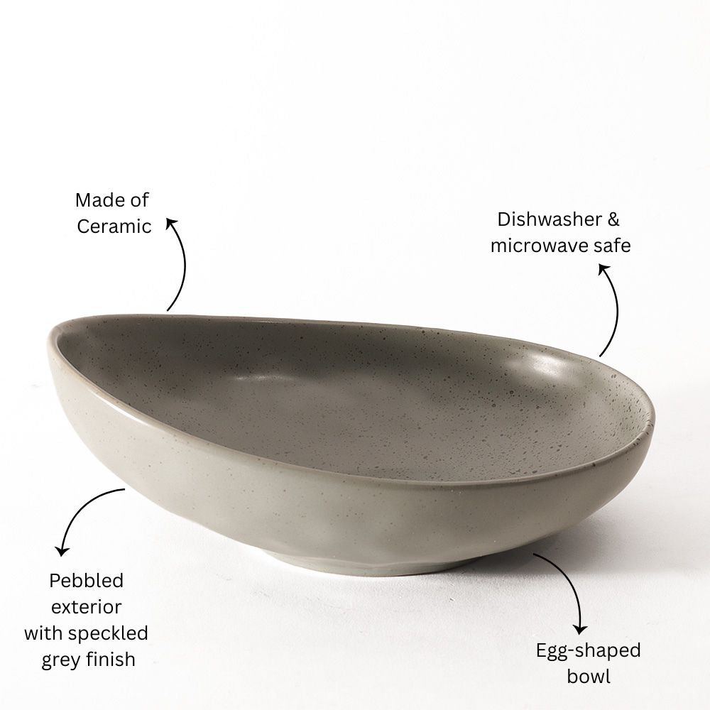 Roya Shallow Medium Bowl - Speckled Grey