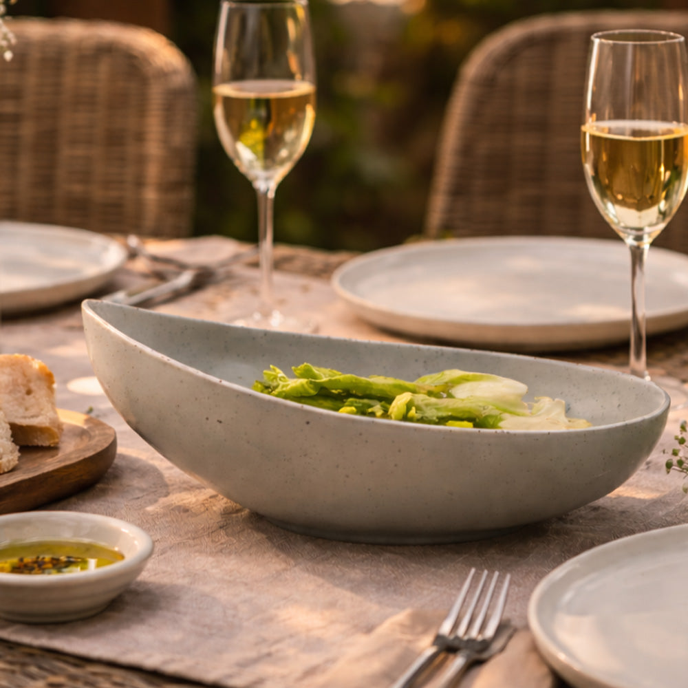 Roya Shallow Large Bowl - Speckled Grey