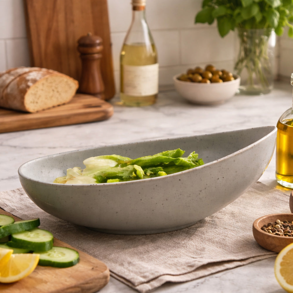 Roya Shallow Large Bowl - Speckled Grey