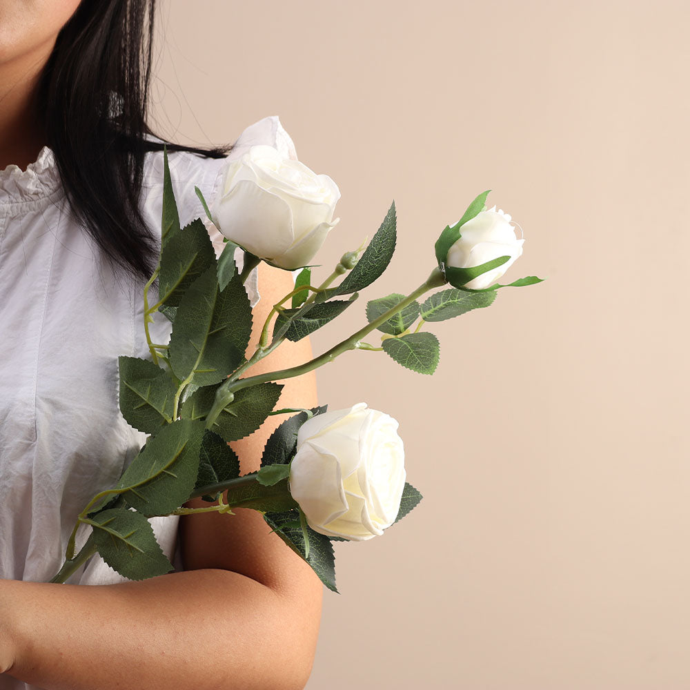 Royal Rose Faux Stem - White