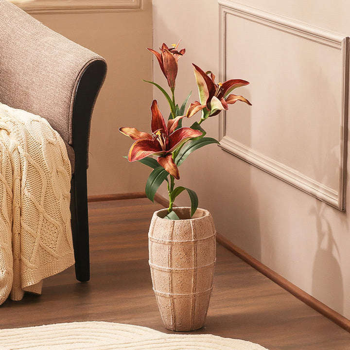 Royal Lily Faux Stem - Burgundy Sunrise