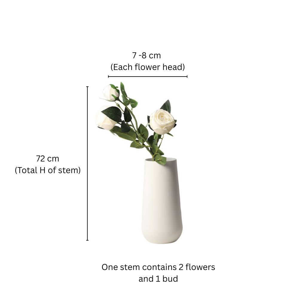 Royal Rose Faux Stem - White