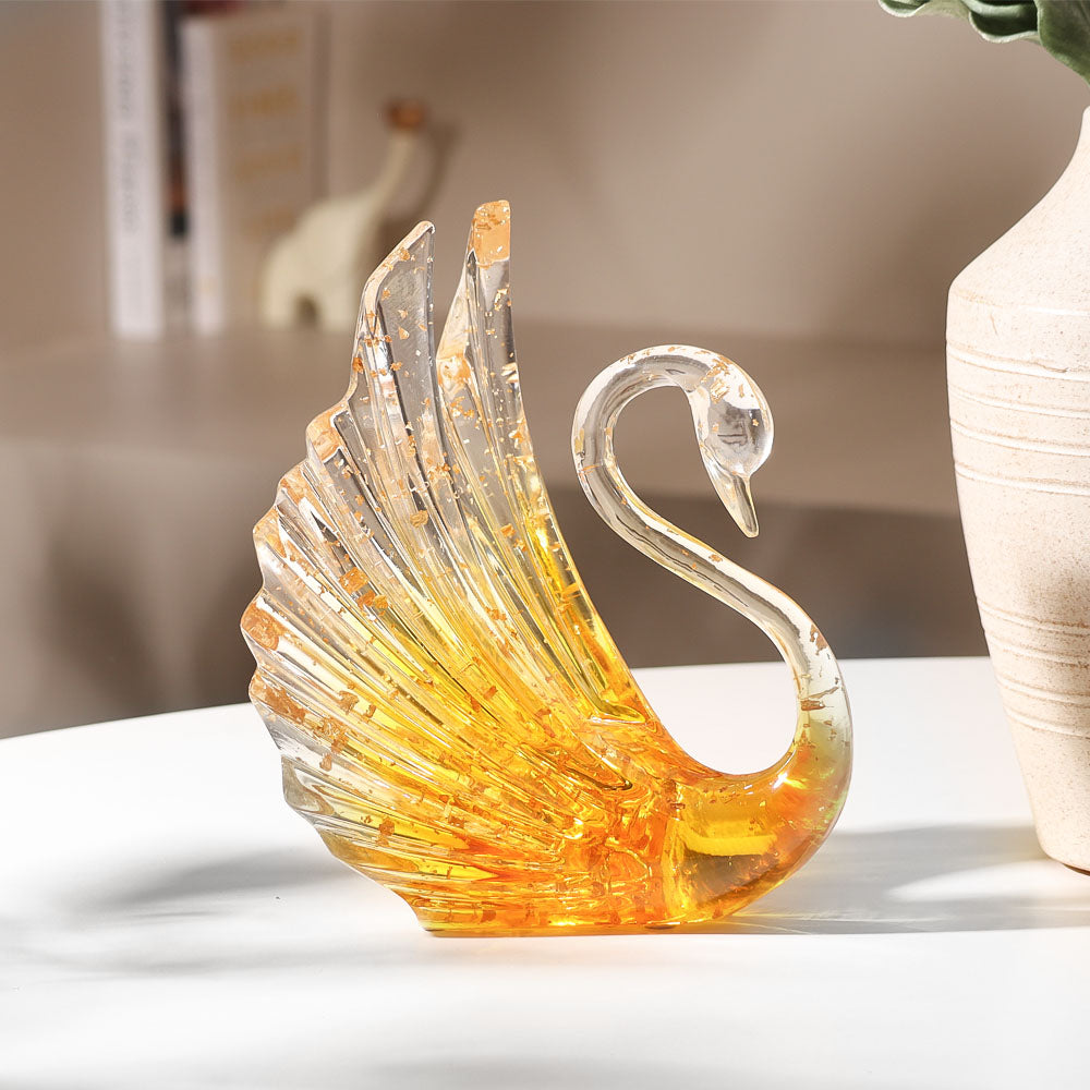 Royal Swan Sculpture - Clear Gold