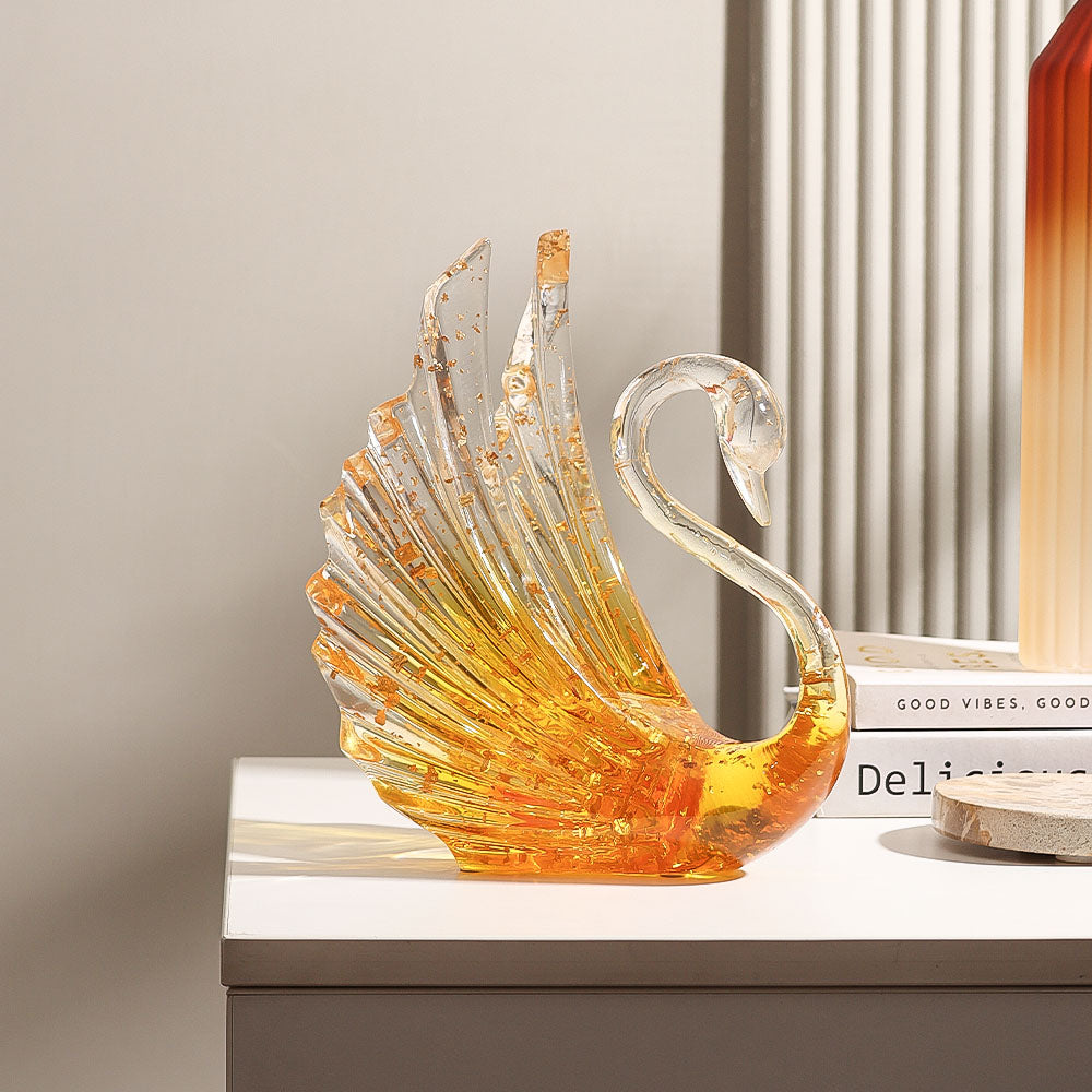 Royal Swan Sculpture - Clear Gold