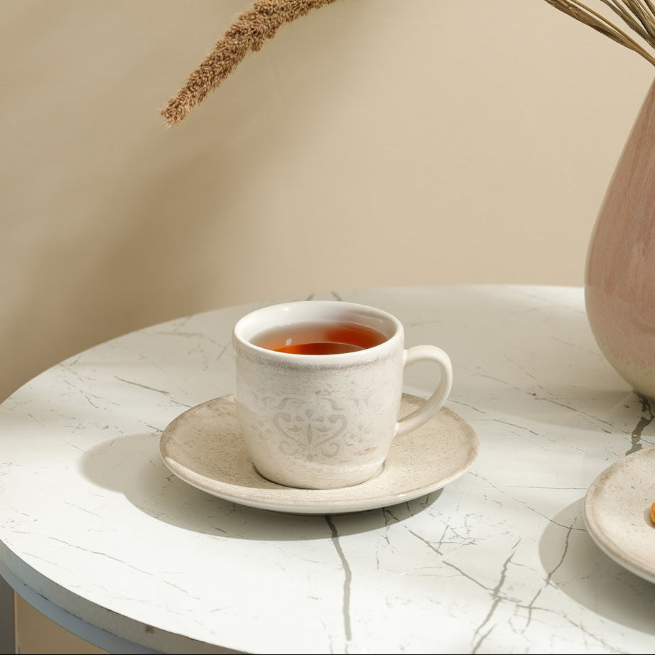 Rubio Cup and Saucer Set - Vintage Beige