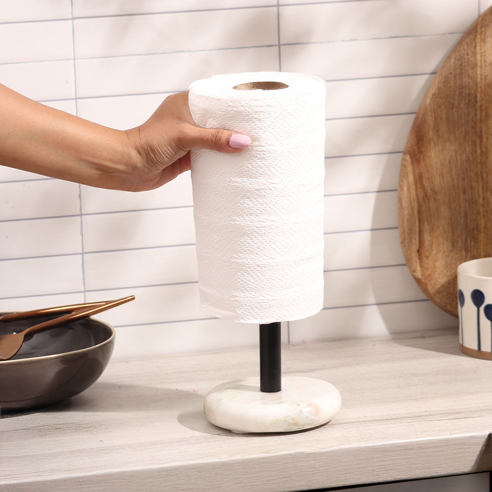 Rubio Marble Paper Towel Holder - White Black