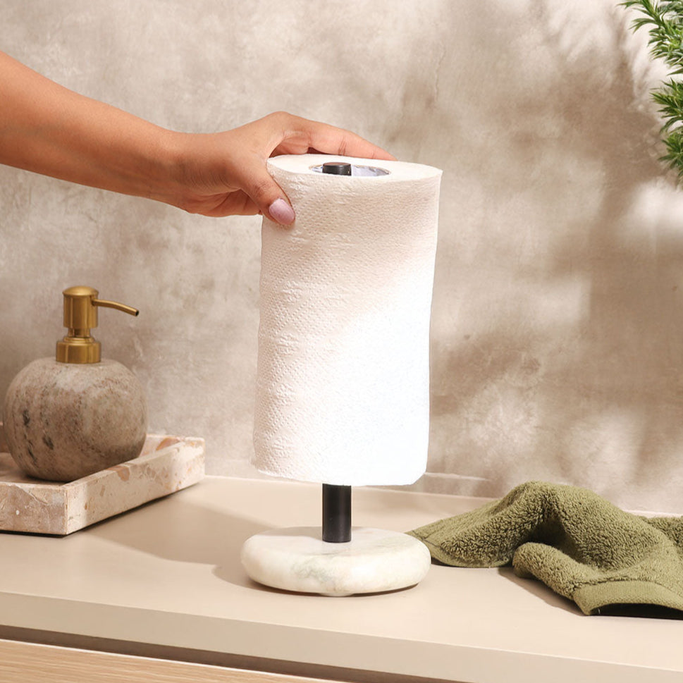 Rubio Marble Paper Towel Holder - White Black