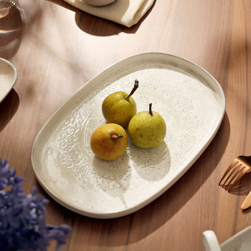 Rubio Oval Platter - Vintage Beige