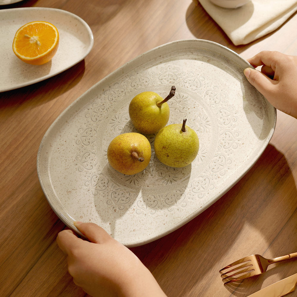 Rubio Oval Platter - Vintage Beige