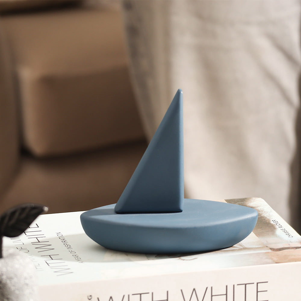 Sailing Ship Concrete Sculpture - Dark Blue