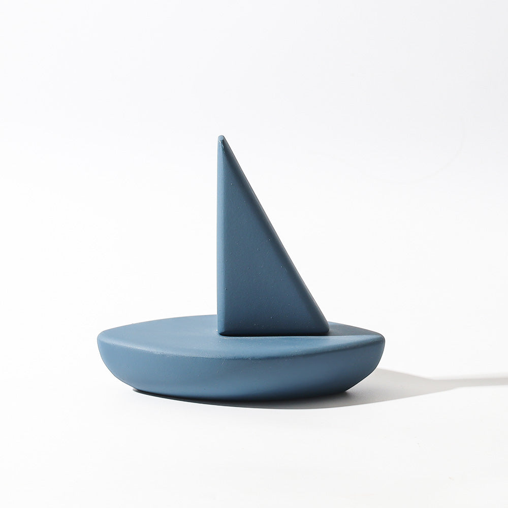 Sailing Ship Concrete Sculpture - Dark Blue